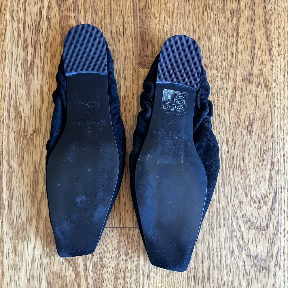 $350 Reike Nen Women's Black Suede Ruched Slip-On Flat Shoes Size 39 EU/8.5 - Picture 5 of 11
